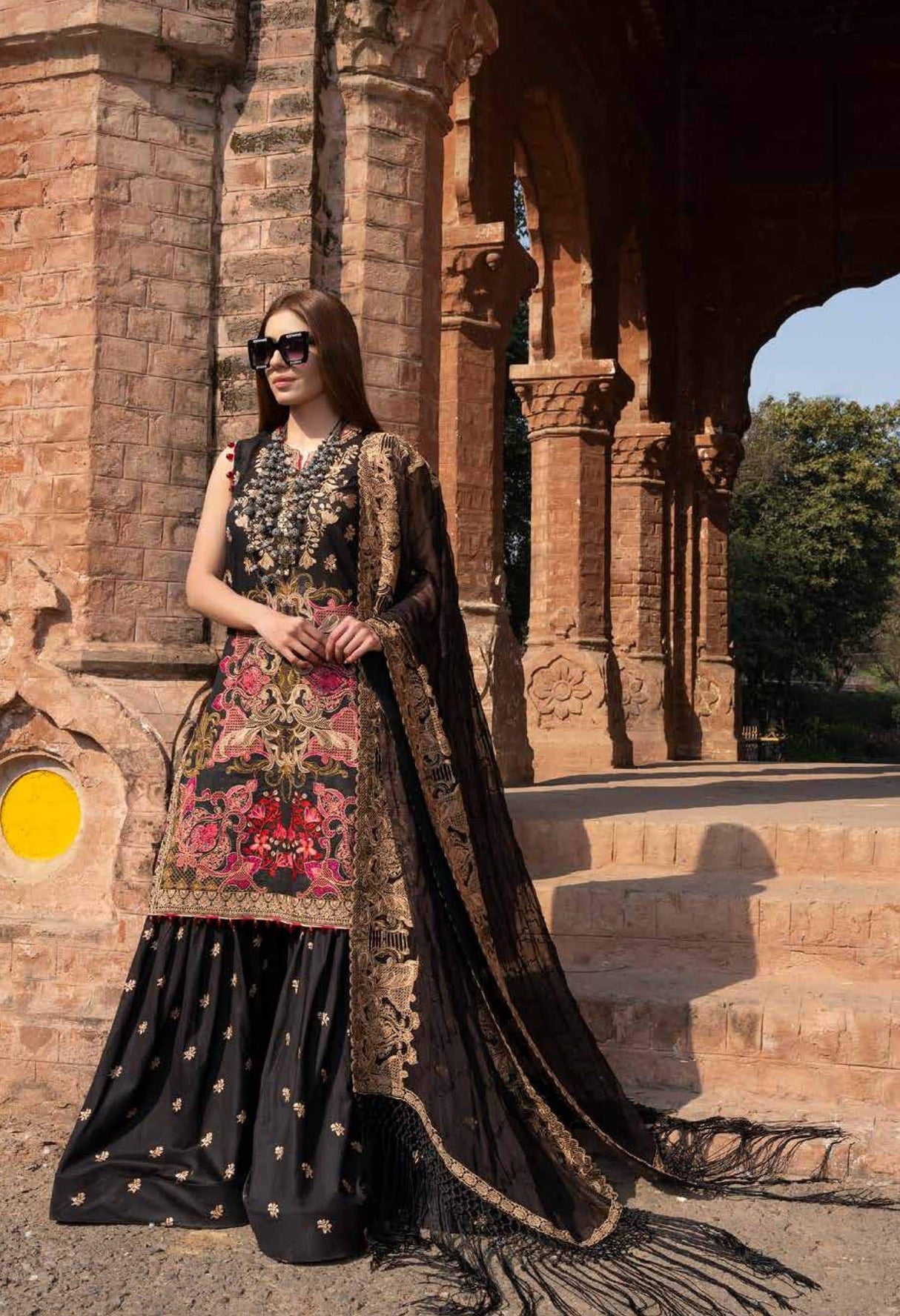 Johra Gold Embroidered Swiss Voil -100% Original Guaranteed