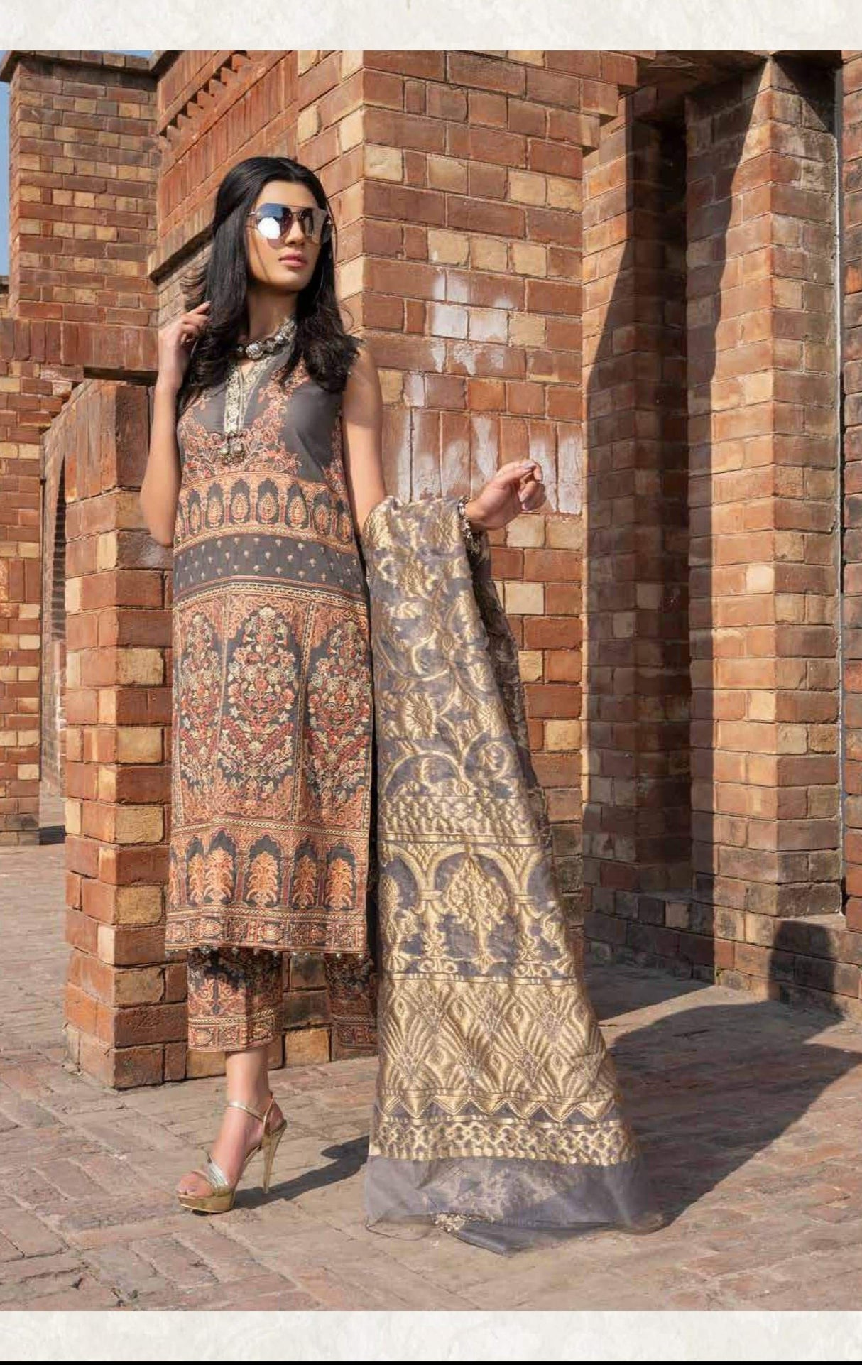 Johra Gold Embroidered Swiss Voil -100% Original Guaranteed