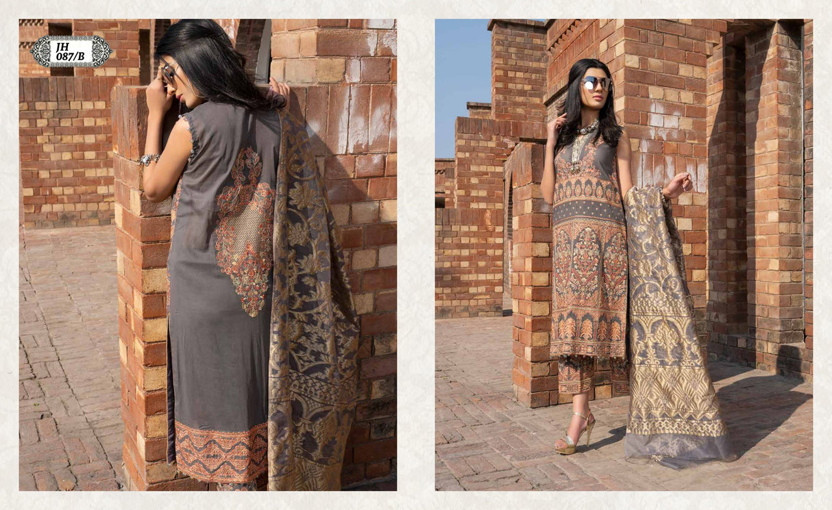 Johra Gold Embroidered Swiss Voil -100% Original Guaranteed