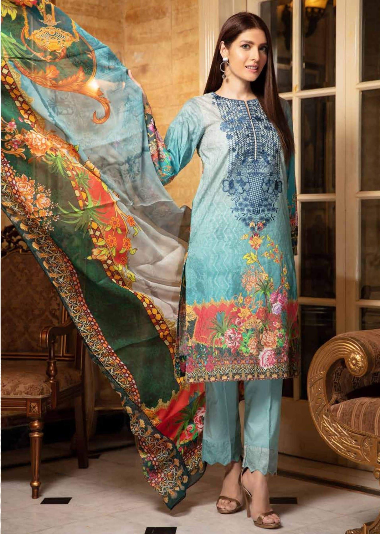 Johra Meesha Embroidered Digital Printed Lawn-100% Original Guaranteed