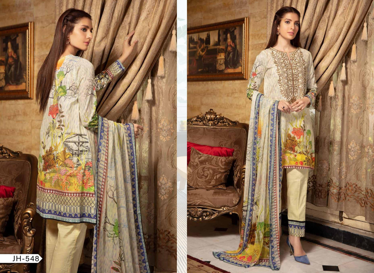 Johra Meesha Embroidered Digital Printed Lawn-100% Original Guaranteed