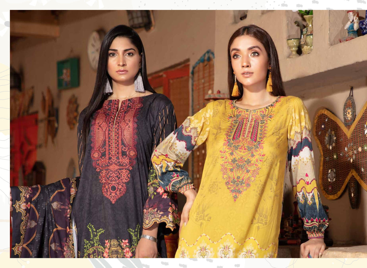 Johra Pearl Embroidered Digital Printed Lawn-100% Original Guaranteed