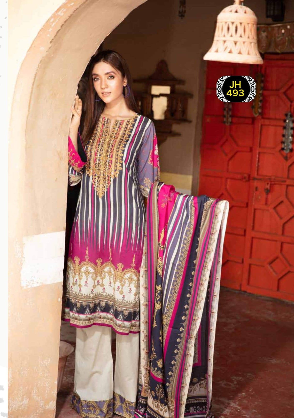 Johra Pearl Embroidered Digital Printed Lawn-100% Original Guaranteed