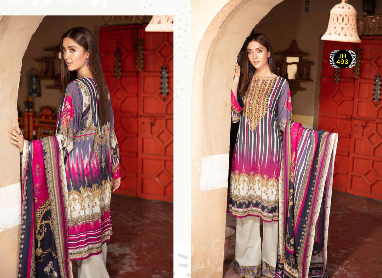 Johra Pearl Embroidered Digital Printed Lawn-100% Original Guaranteed