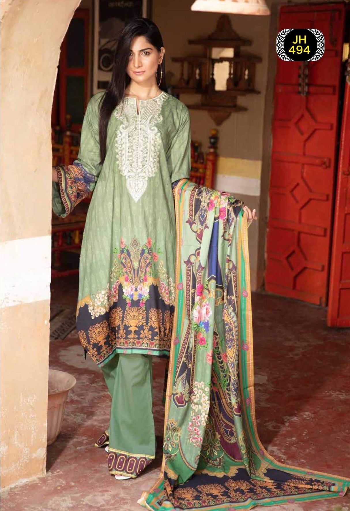 Johra Pearl Embroidered Digital Printed Lawn-100% Original Guaranteed