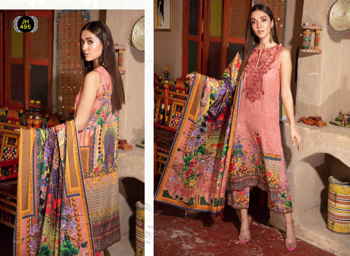 Johra Pearl Embroidered Digital Printed Lawn-100% Original Guaranteed