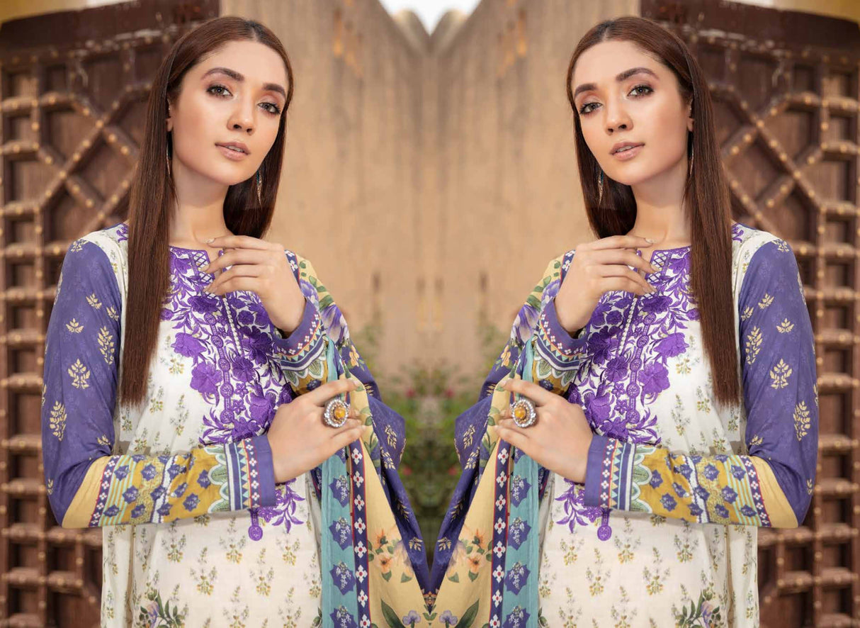 Johra Pearl Embroidered Digital Printed Lawn-100% Original Guaranteed