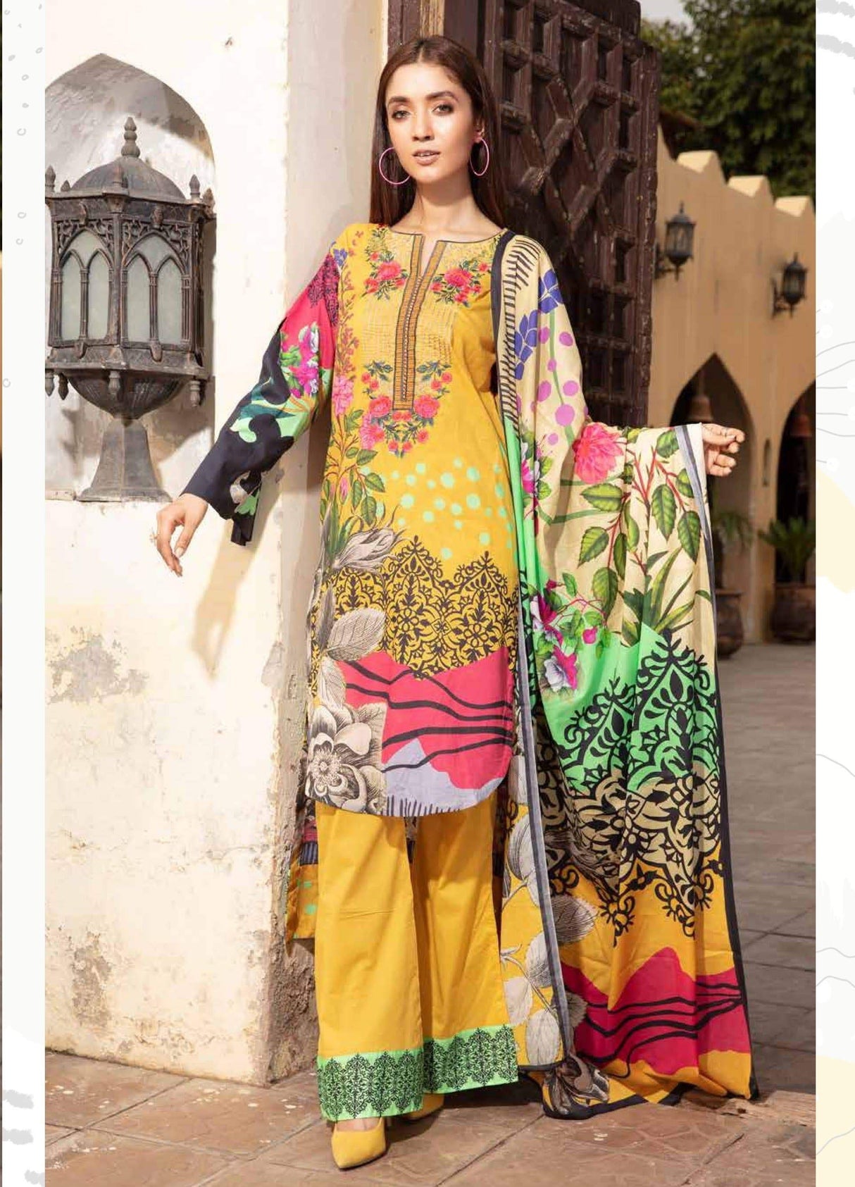 Johra Pearl Embroidered Digital Printed Lawn-100% Original Guaranteed