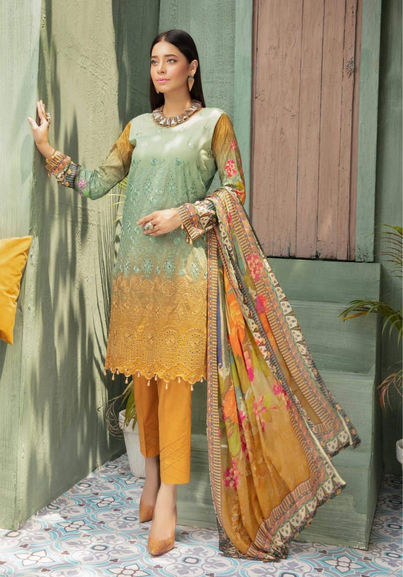 Mahees by Riaz Arts chikankari lawn 2020-100% Original Guarantee