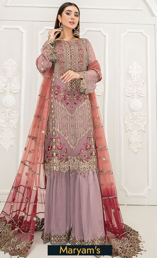 Maryam's Chiffon Embroidered Collection 2021 -100% Original Guaranteed