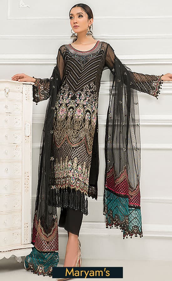 Maryam's Chiffon Embroidered Collection 2021 -100% Original Guaranteed