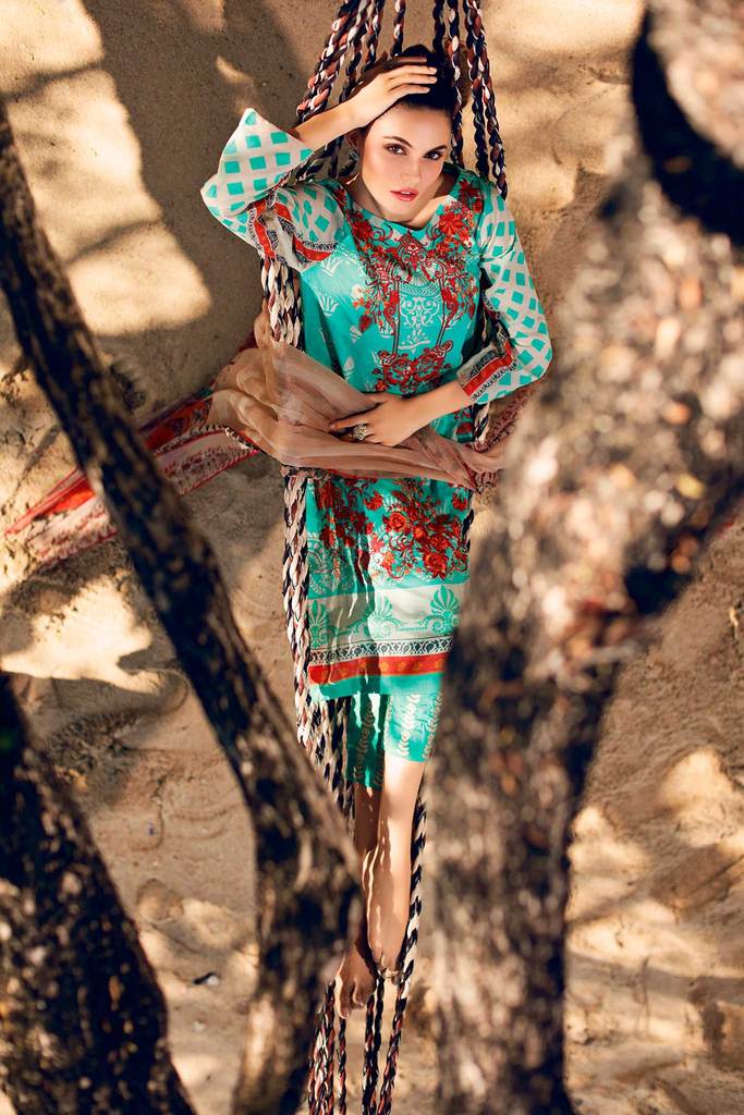 Charizma Naranji Embroidered Lawn -100% Original Guaranteed