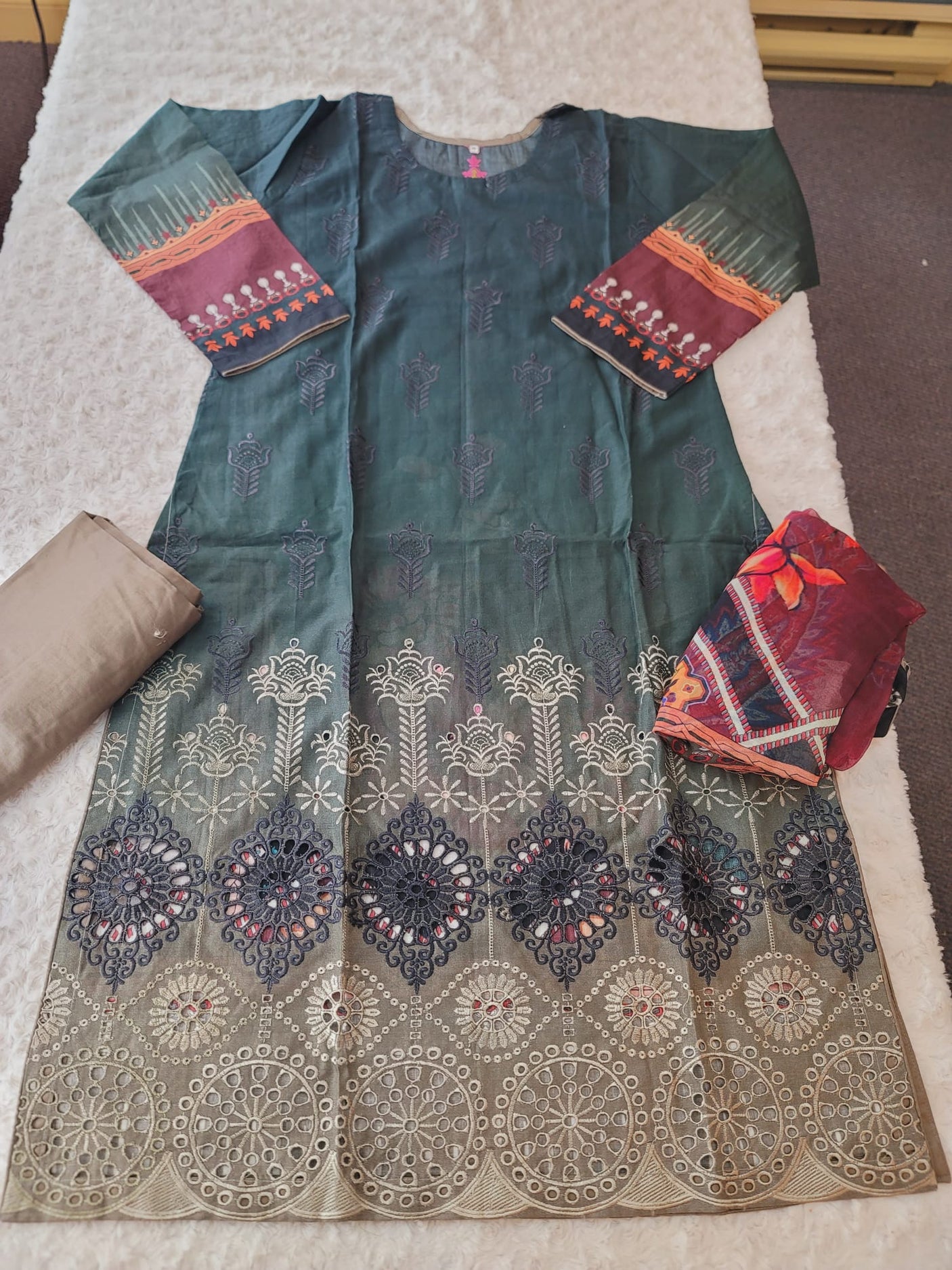 Pakistani Stitched lawn Embroidered Salwar kameez ready to ship