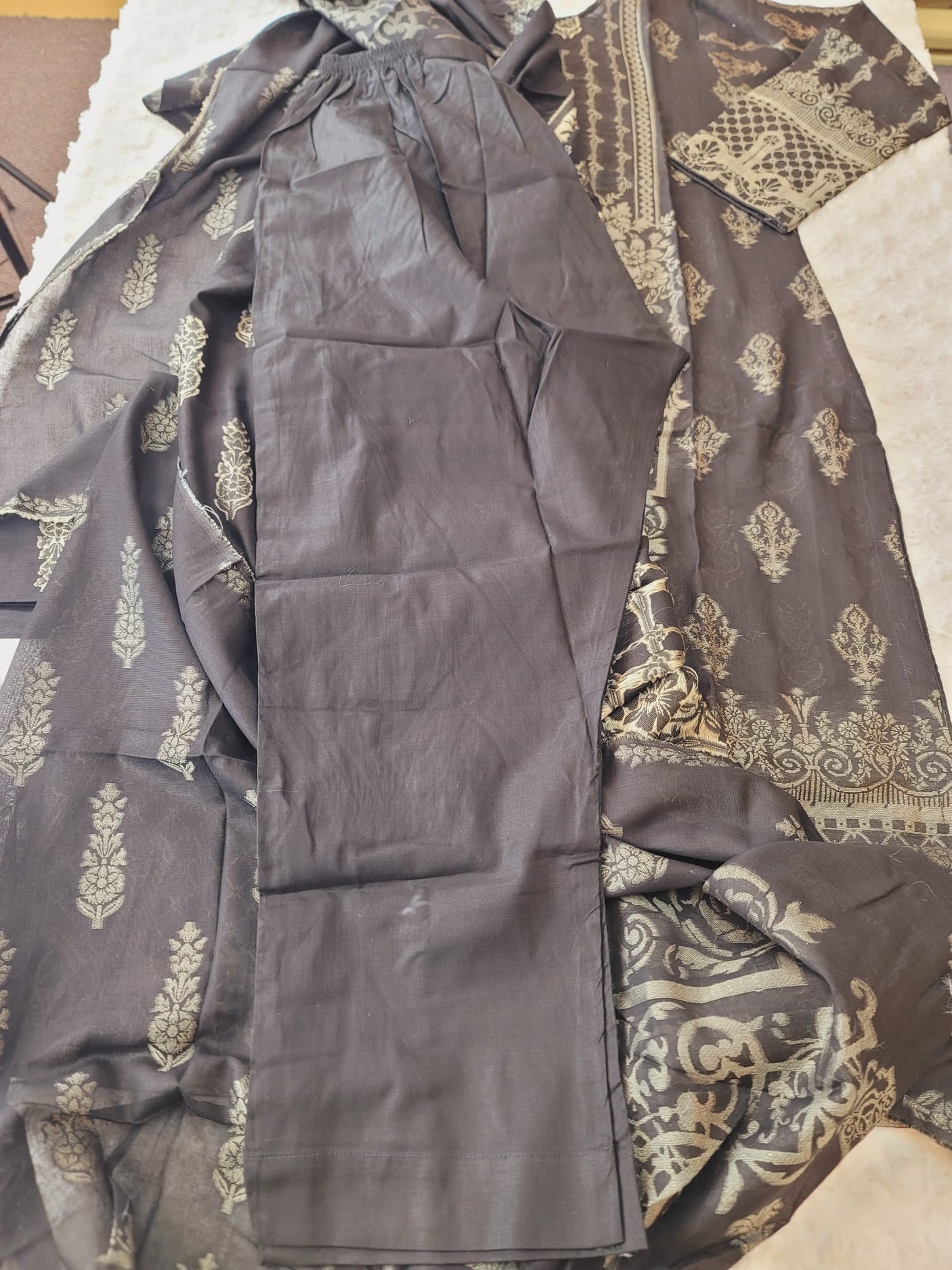 Pakistani Stitched Jacquard lawn Embroidered Salwar kameez ready to ship