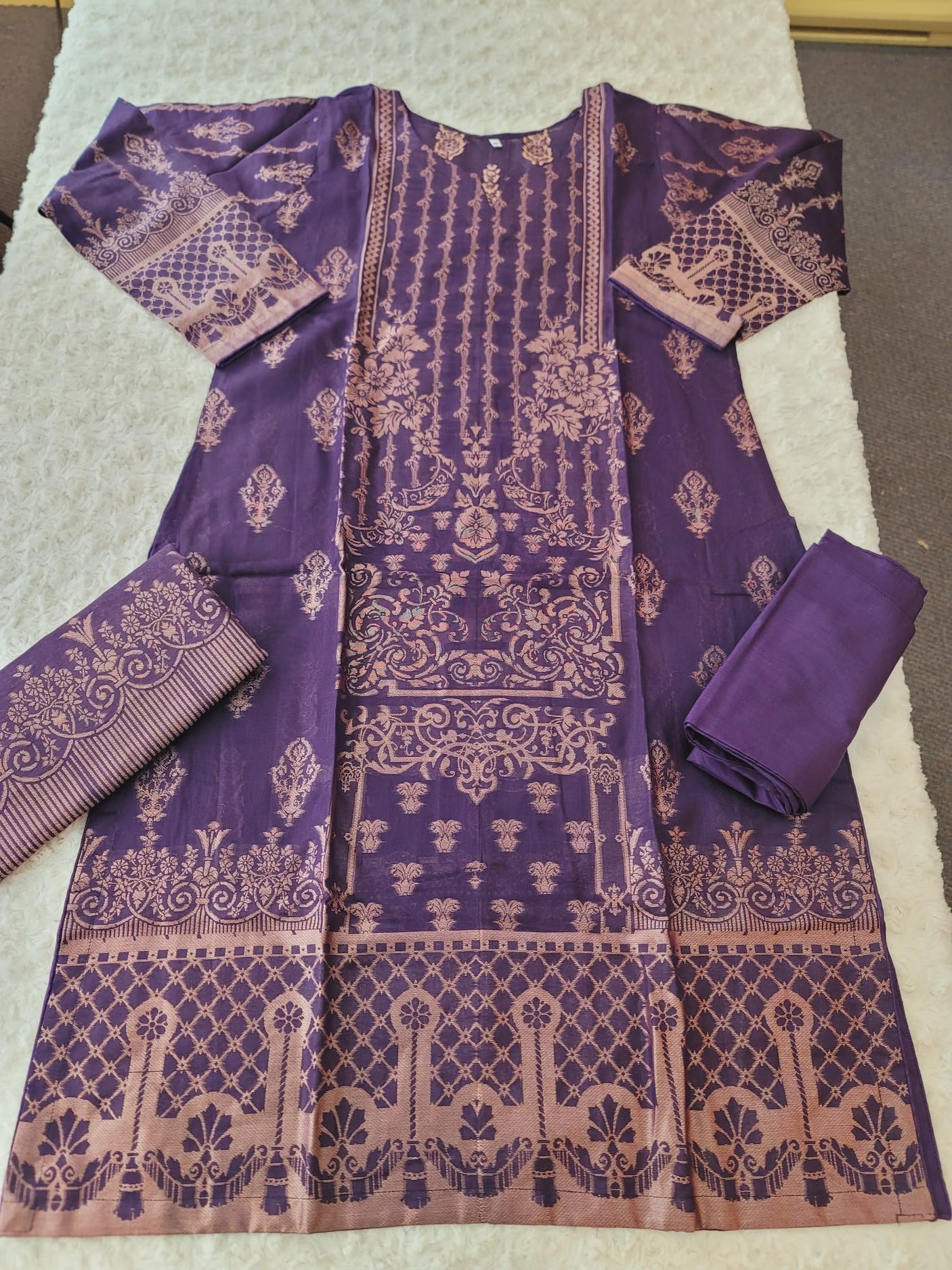 Pakistani Stitched Jacquard lawn Embroidered Salwar kameez ready to ship