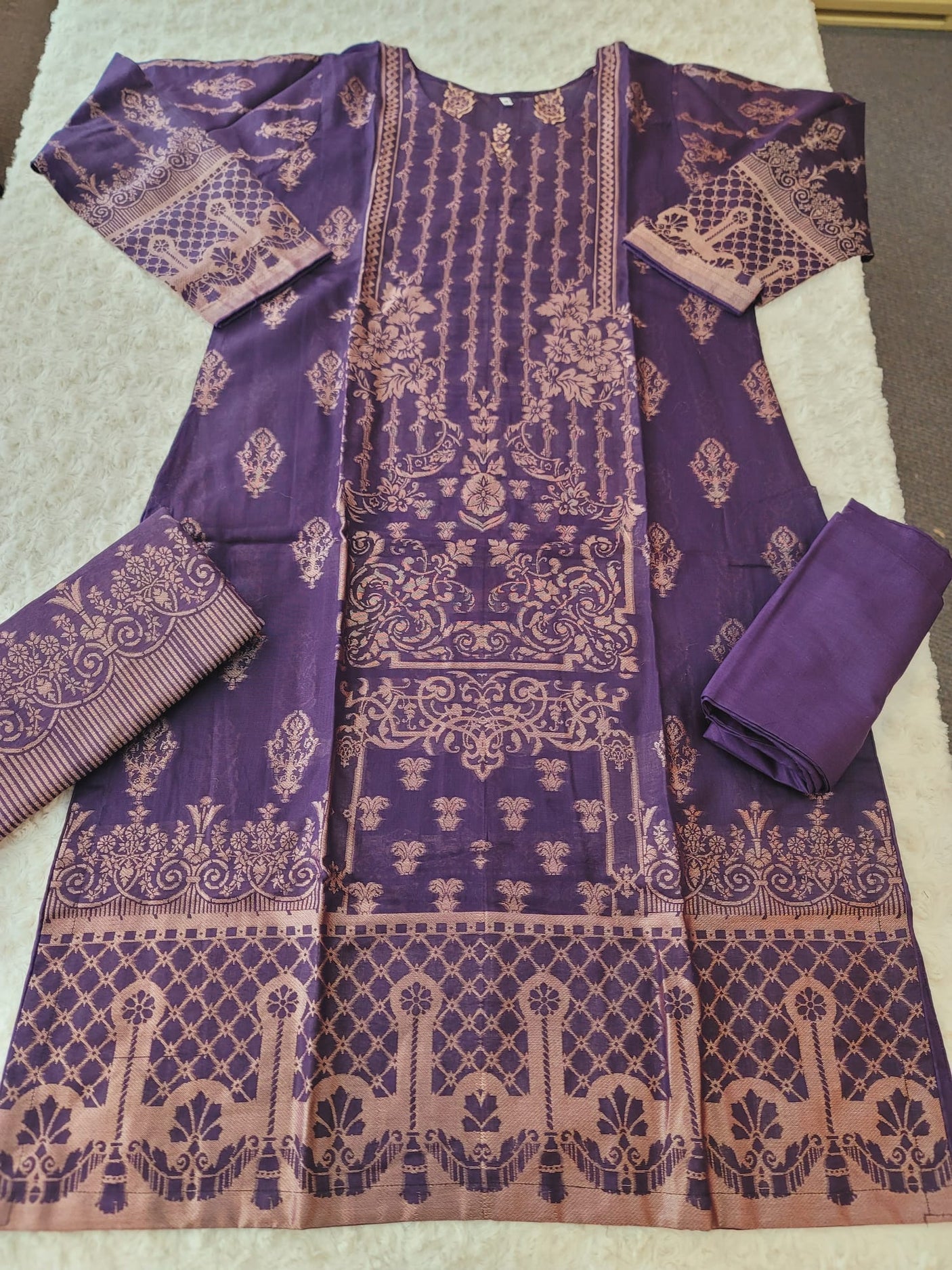 Pakistani Stitched Jacquard lawn Embroidered Salwar kameez ready to ship