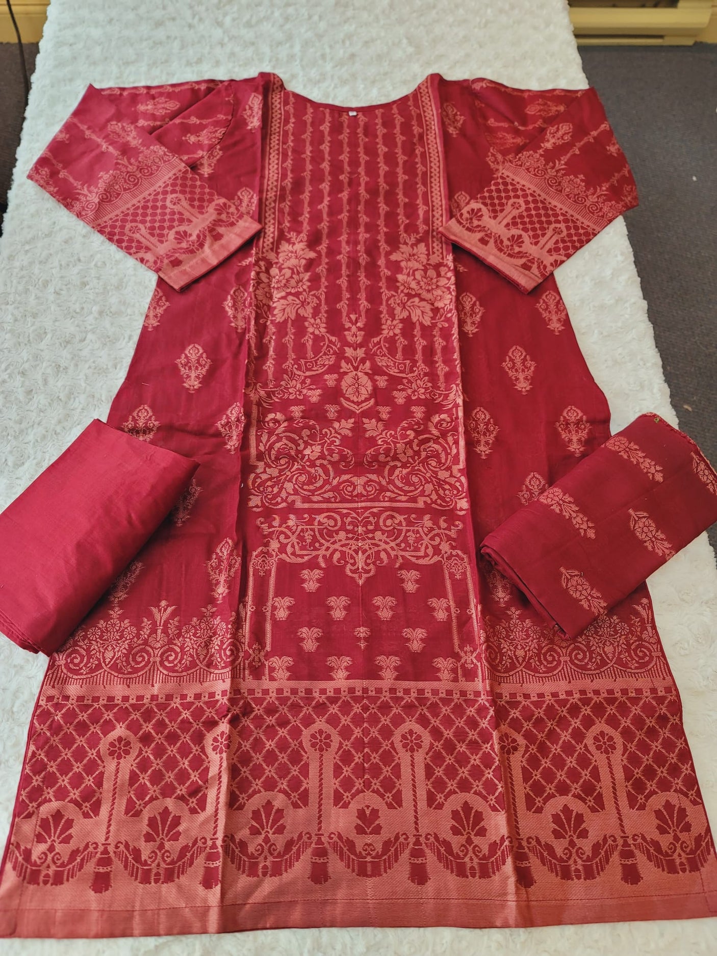 Pakistani Stitched Jacquard lawn Embroidered Salwar kameez ready to ship