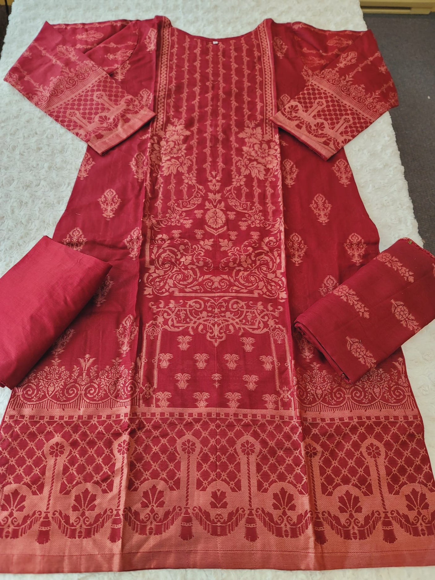 Pakistani Stitched Jacquard lawn Embroidered Salwar kameez ready to ship