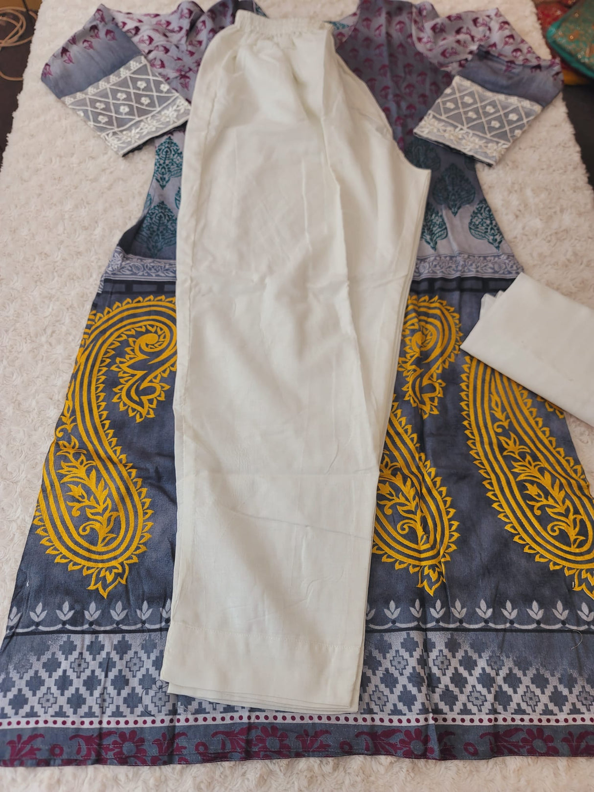 Indian Cotton Stitched Embroidery Suit Ready To Ship