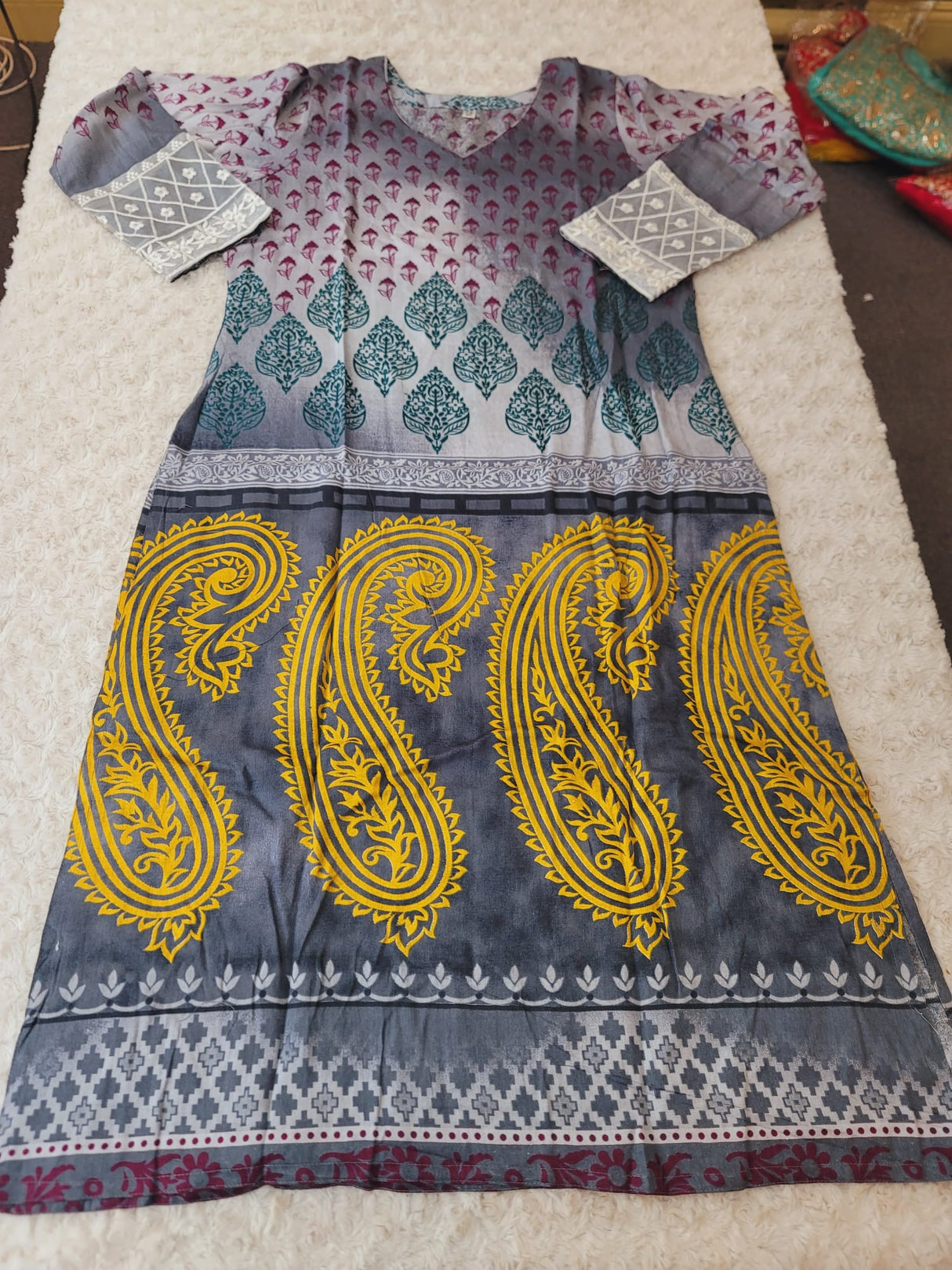 Indian Cotton Stitched Embroidery Suit Ready To Ship