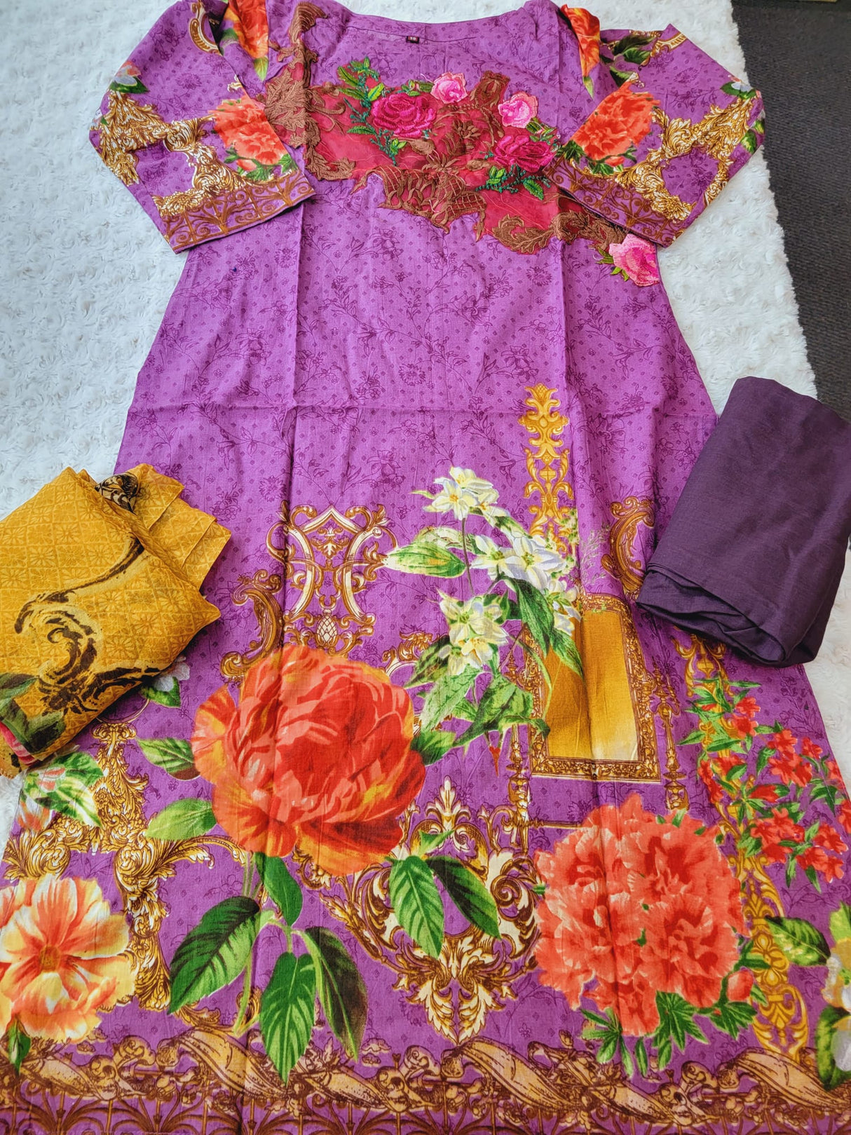 Indian Cotton Stitched Embroidery Suit Ready To Ship