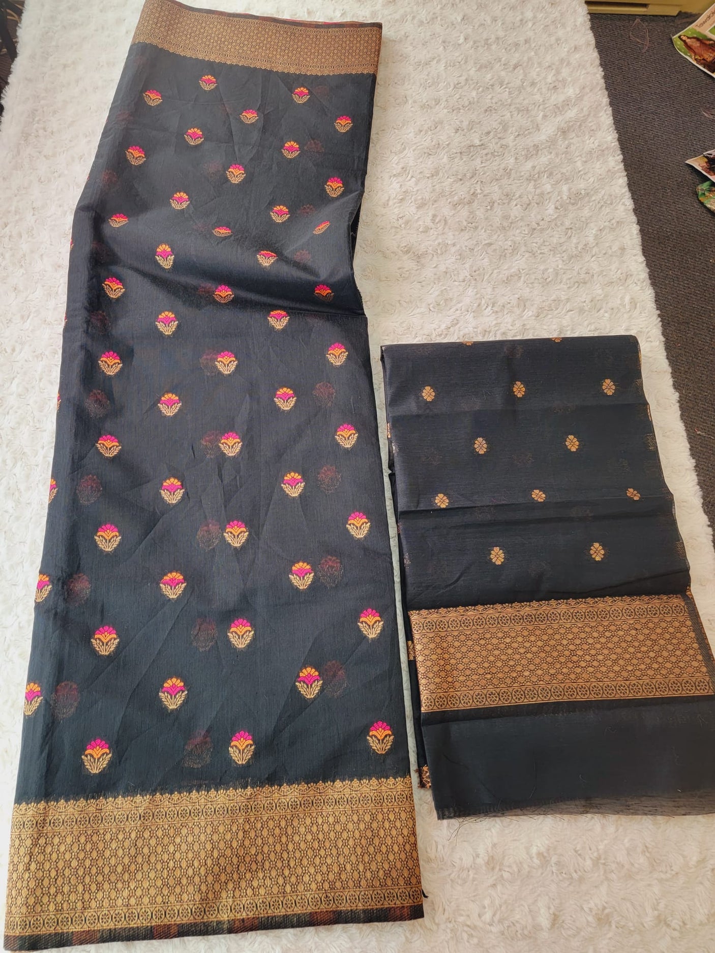 Pure tusser sillk with zari border and pallu