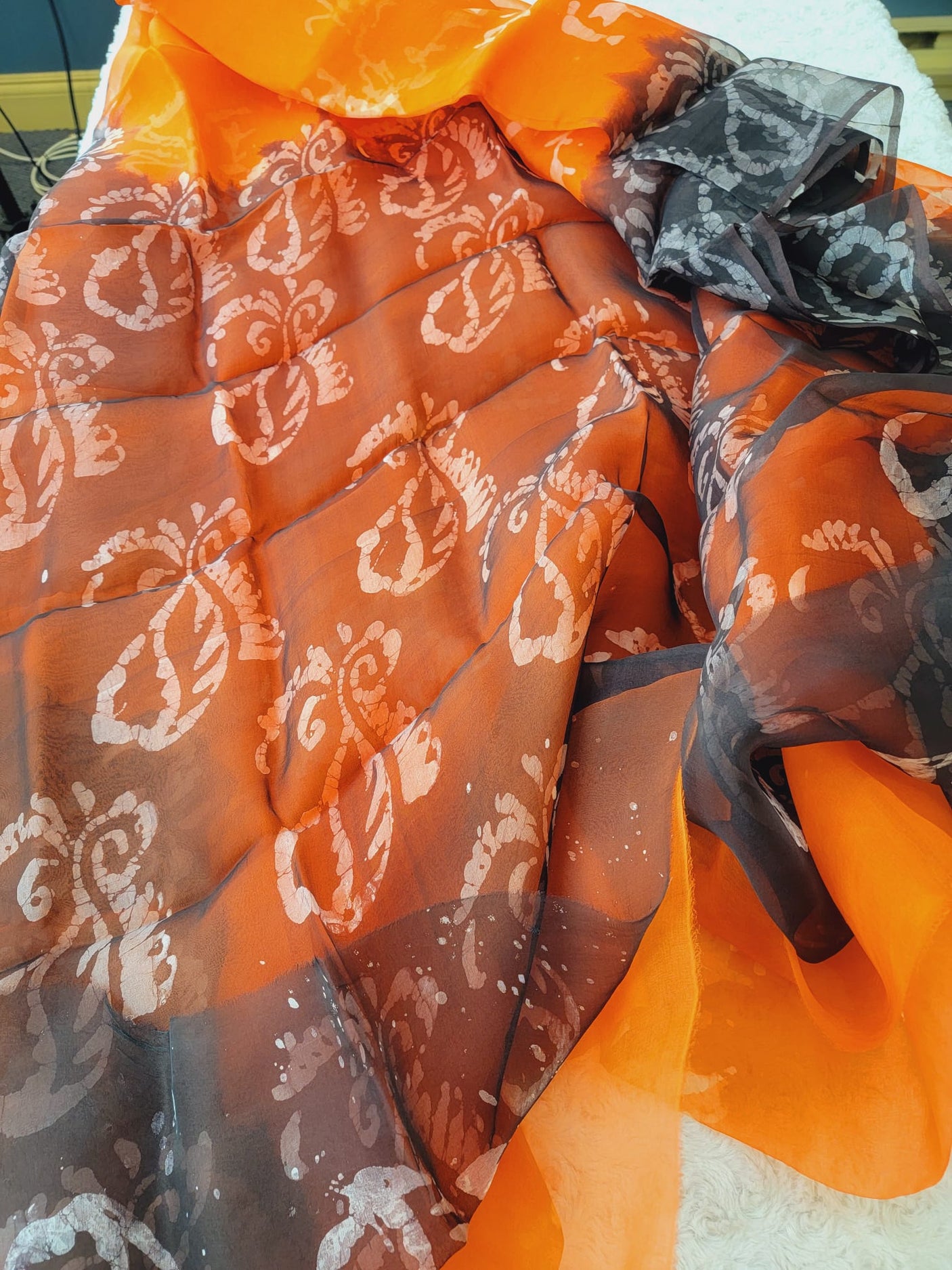 Pure muslin tie dye saree