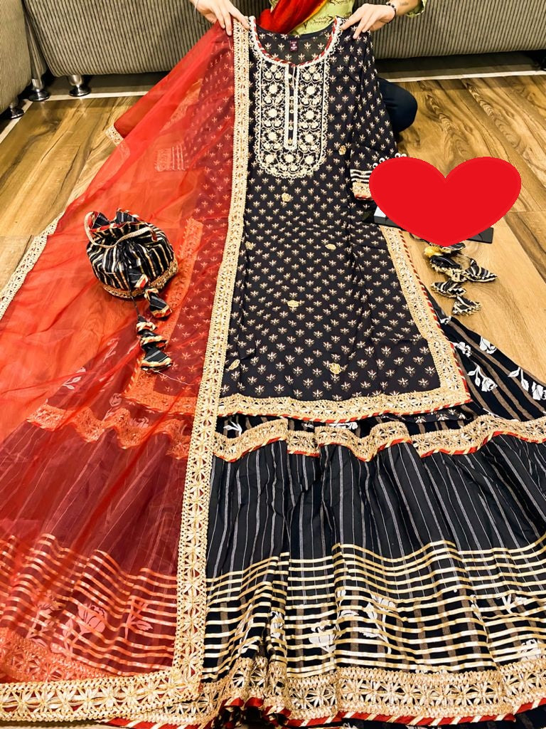 Original Indian boutique collection.with gharara pant and potli bag