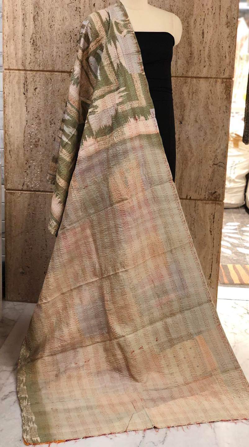 Pure hand stitched, math-stitch silk stoles which can be carried both ways!