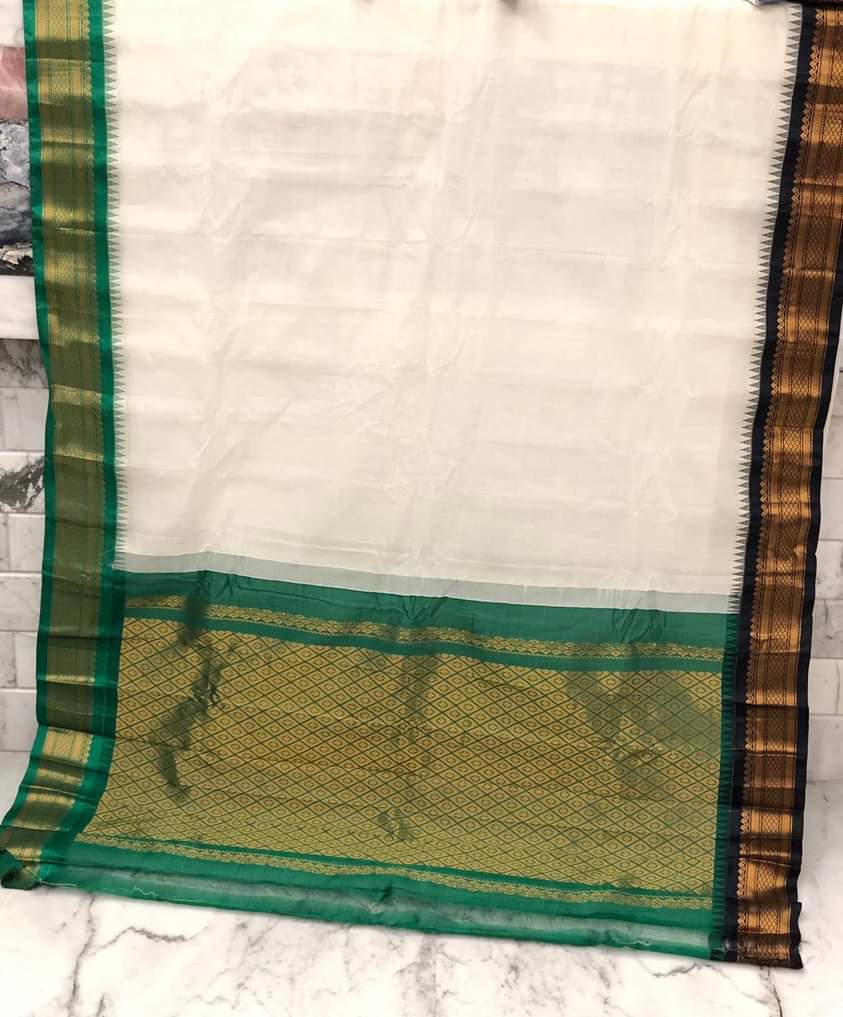 Pure Cotton Handcrafted Handloom Gadwal Sarees with Ganga Jamuna Border and Rich Zari Weavings In The Anchal n Border With blouse pc