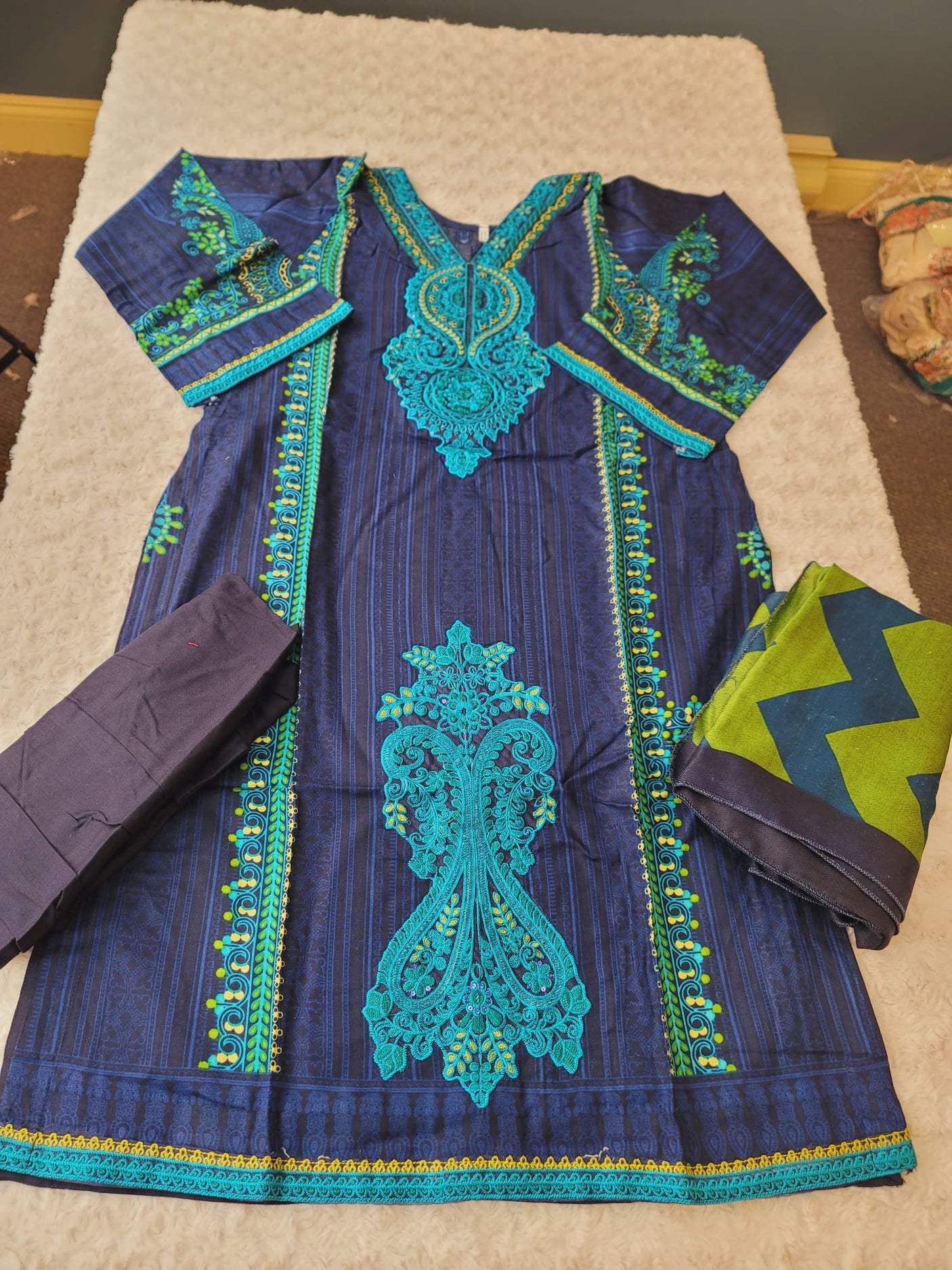 Pakistani linen Embroidered Salwar kameez Ready To Ship