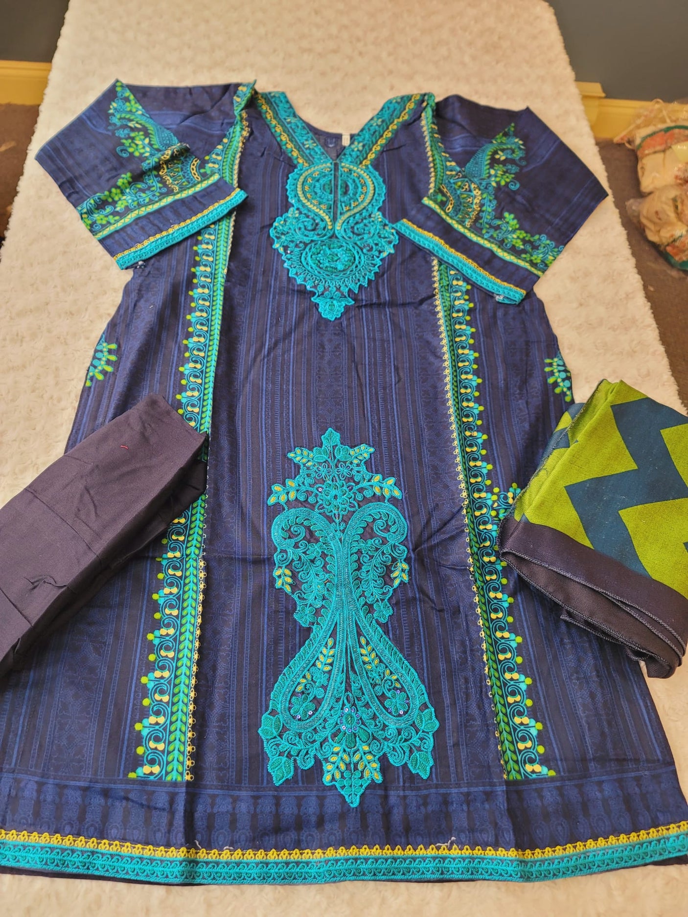 Pakistani linen Embroidered Salwar kameez Ready To Ship