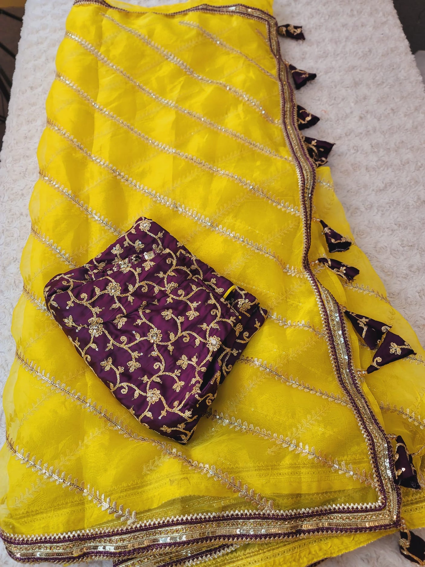 Pure Organza Saree with Stiched Blouse