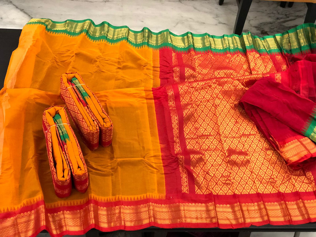 Mina Gonga Jomuna Pure Cotton Gadwal with Blouse pc