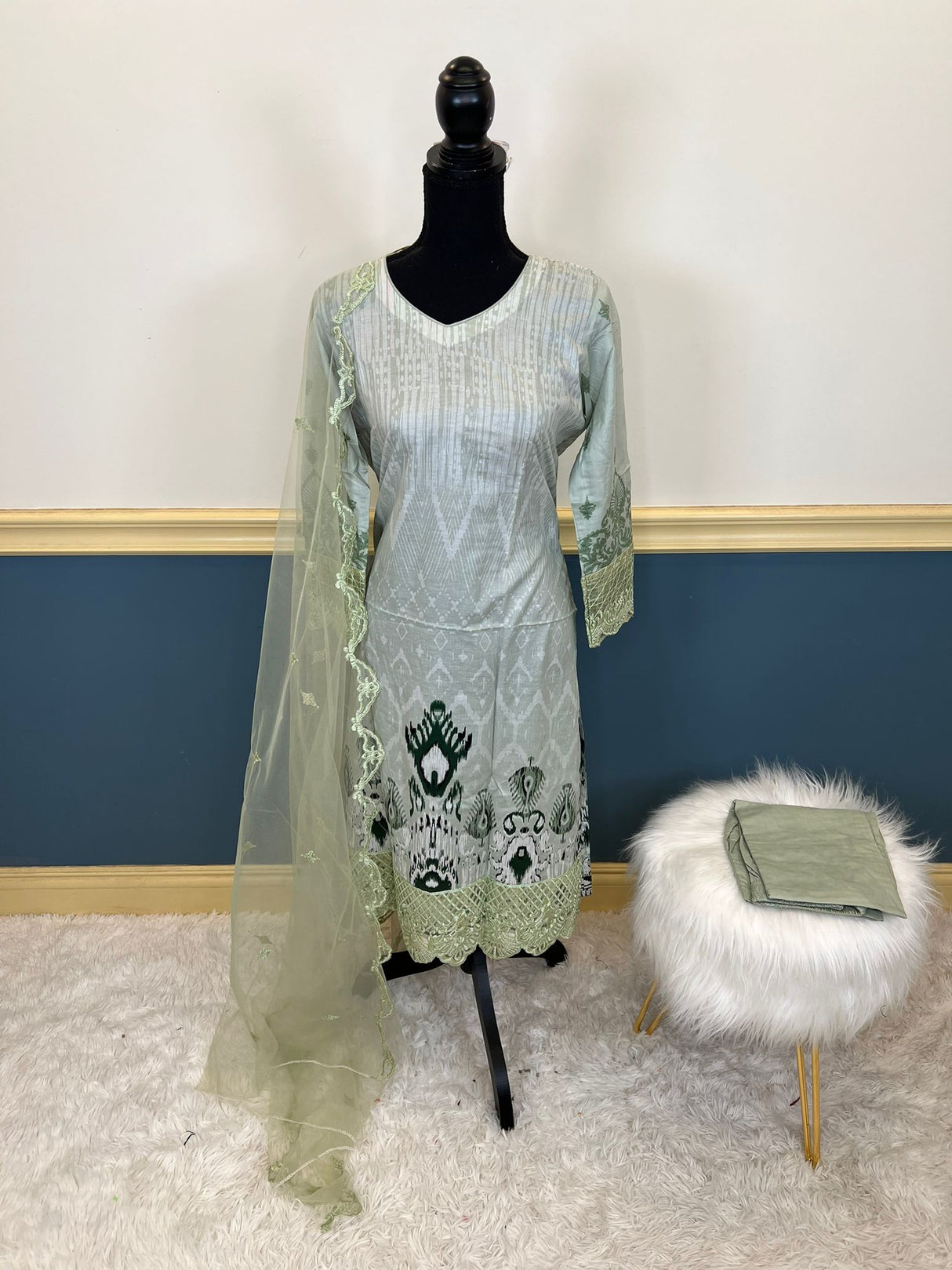 Indian Cotton Stitched Embroidery Suit Ready To Ship