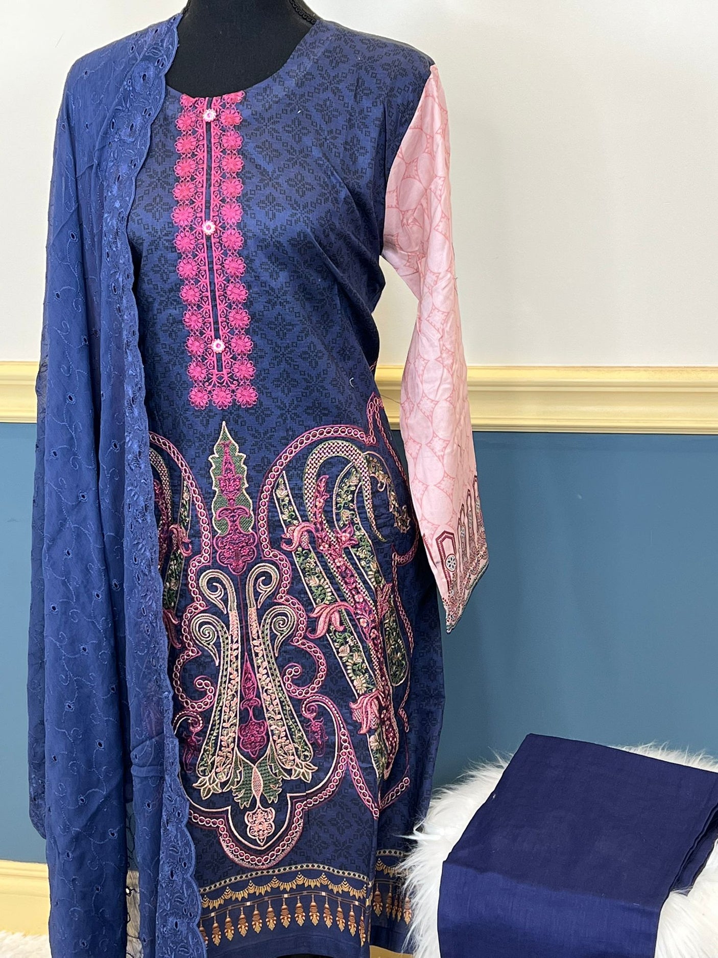 Pakistani Stitched Embroidery luxury lawn Dresses Ready To Ship