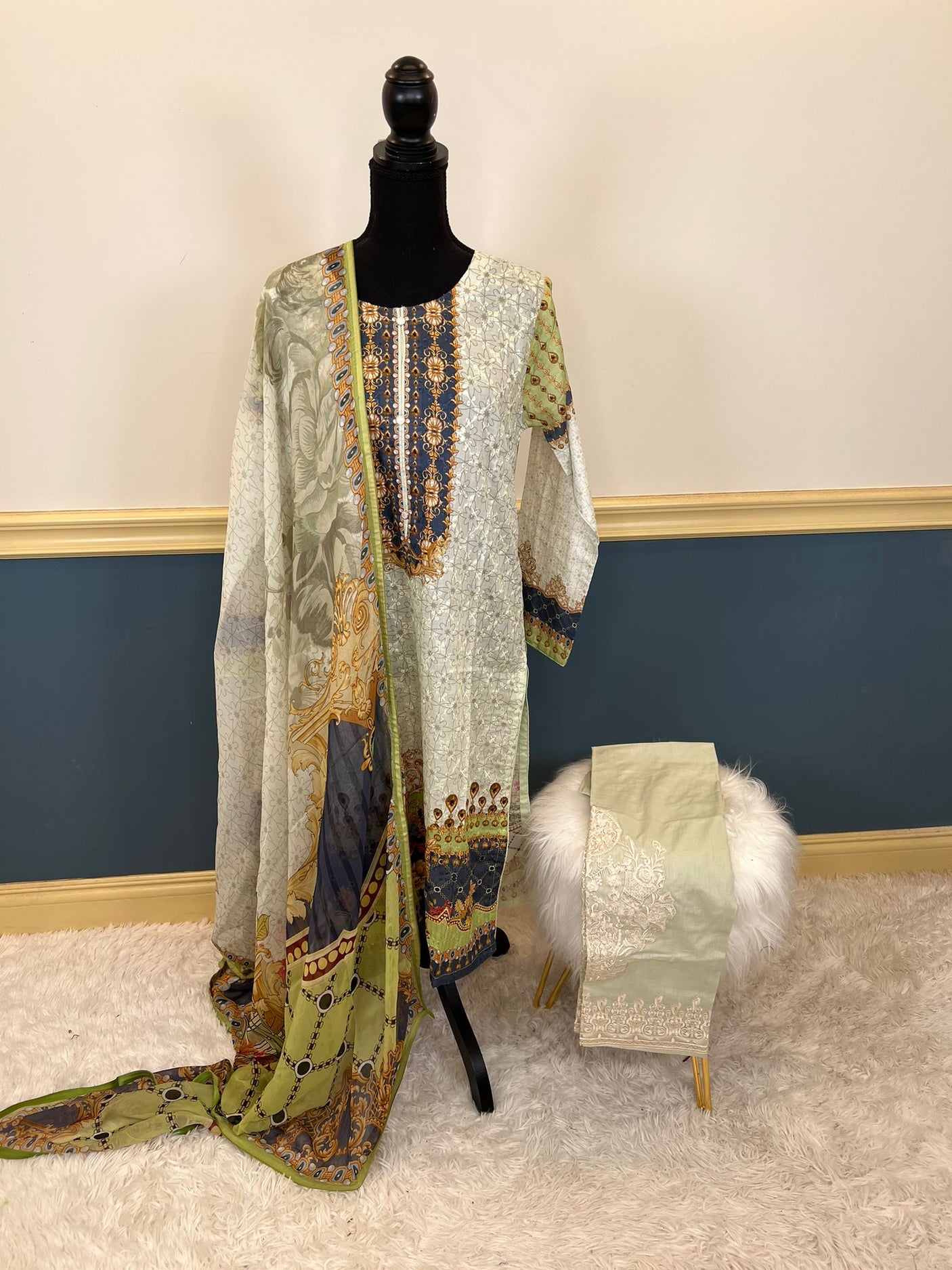 Pakistani Stitched Embroidery luxury lawn Dresses Ready To Ship