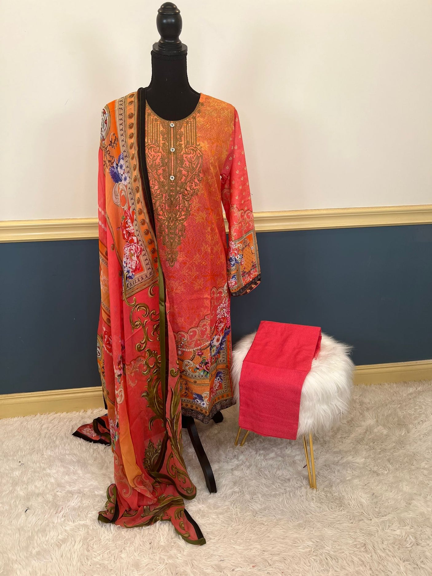 Pakistani Stitched Embroidery luxury lawn Dresses Ready To Ship