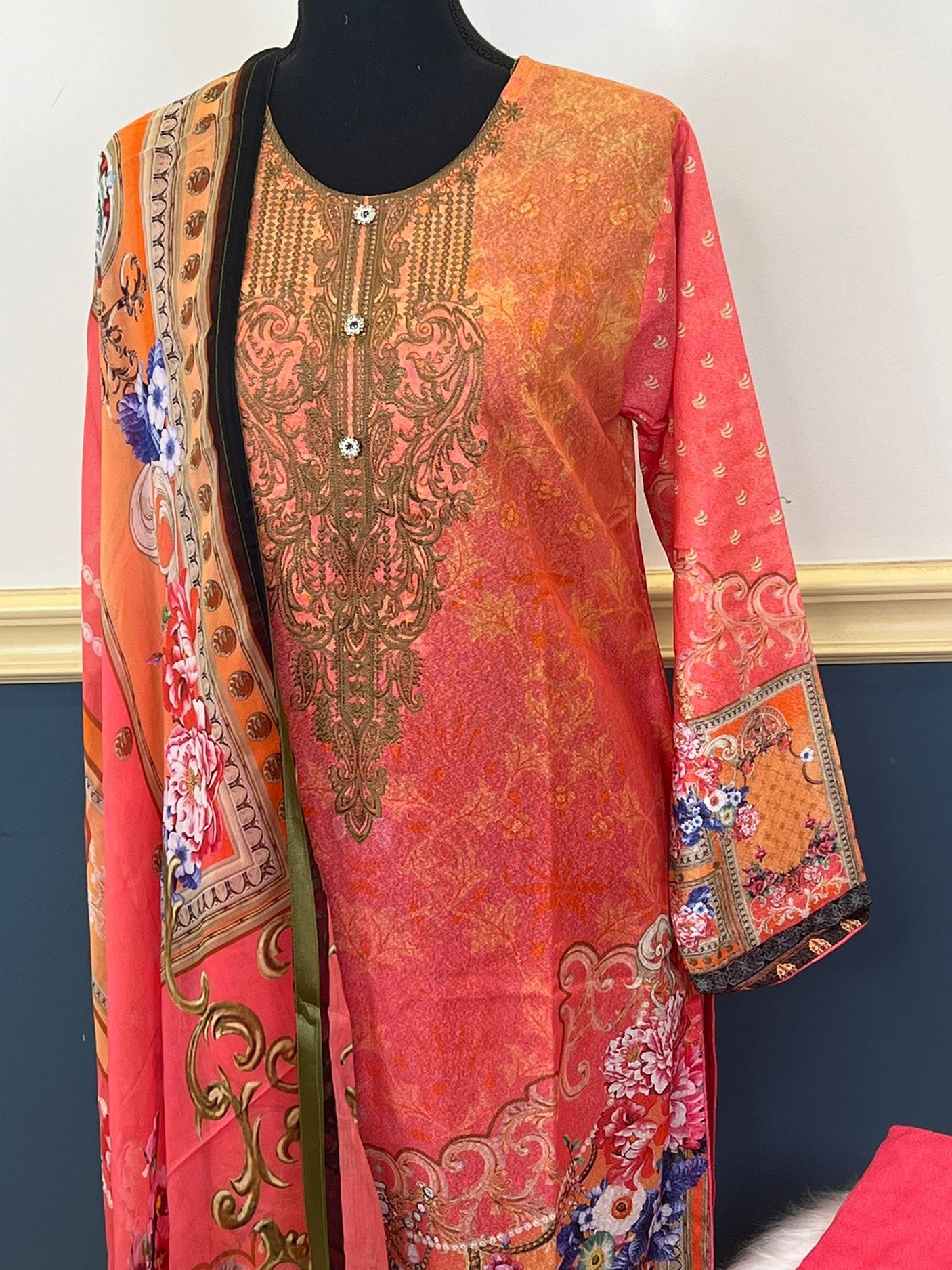 Pakistani Stitched Embroidery luxury lawn Dresses Ready To Ship