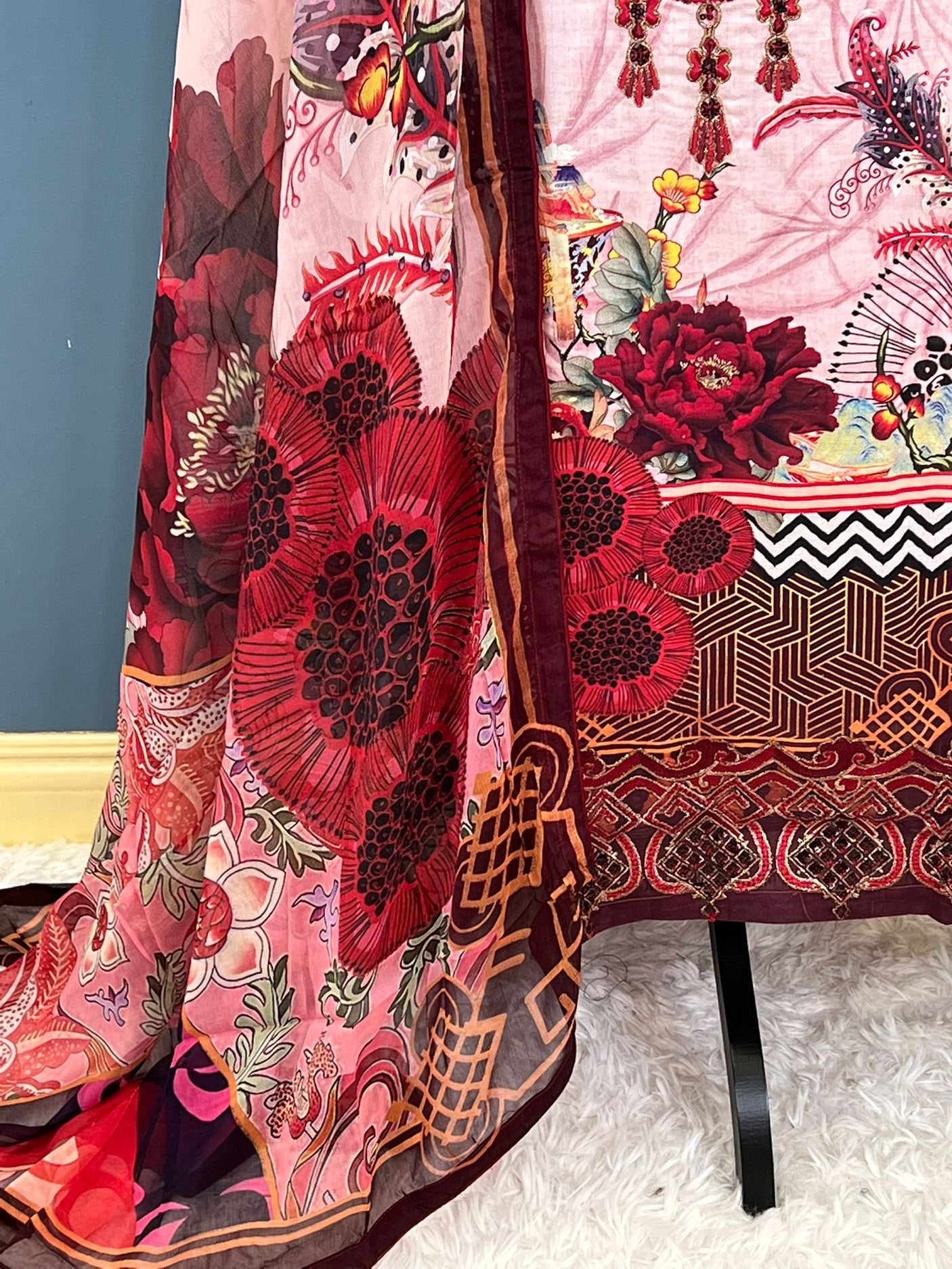 Pakistani Stitched Luxury Embroidered lawn Salwar kameez ready to ship