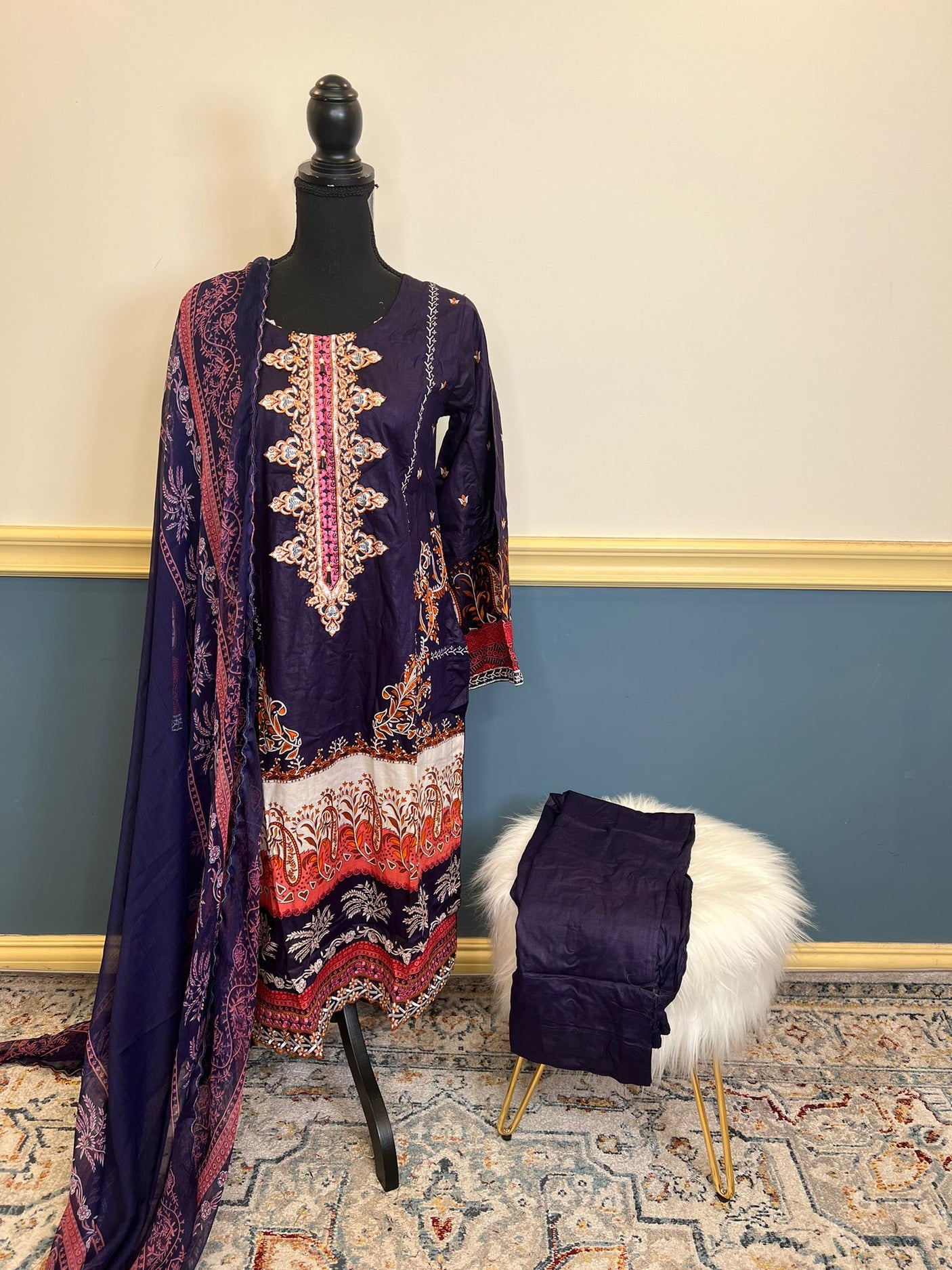 Pakistani Stitched lawn Embroidered Salwar kameez ready to ship