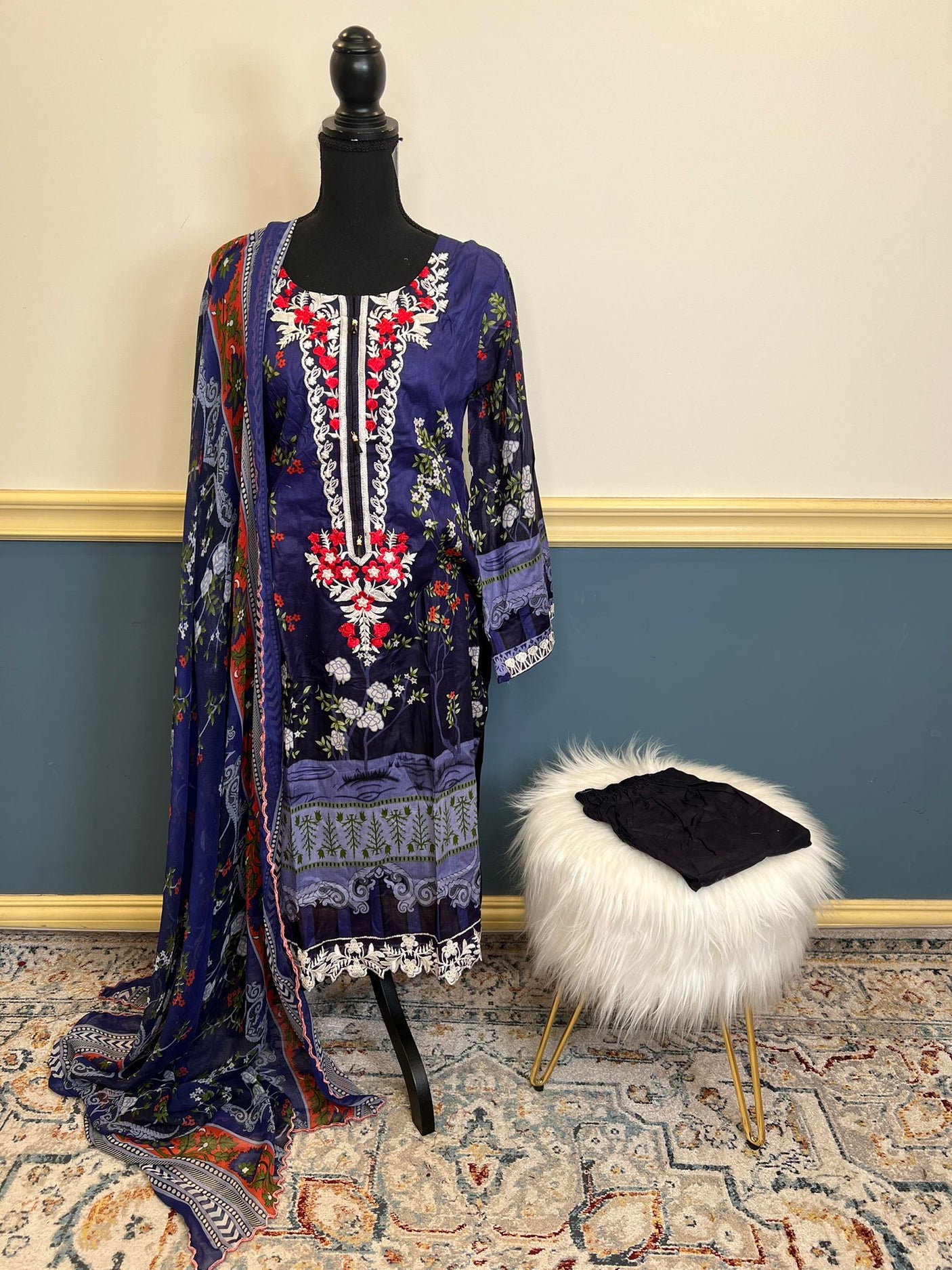 Pakistani Stitched lawn Embroidered Salwar kameez ready to ship