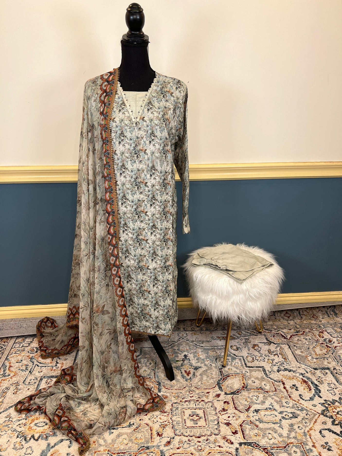 Pure silk kamiz and pant with pure chiffon dupatta