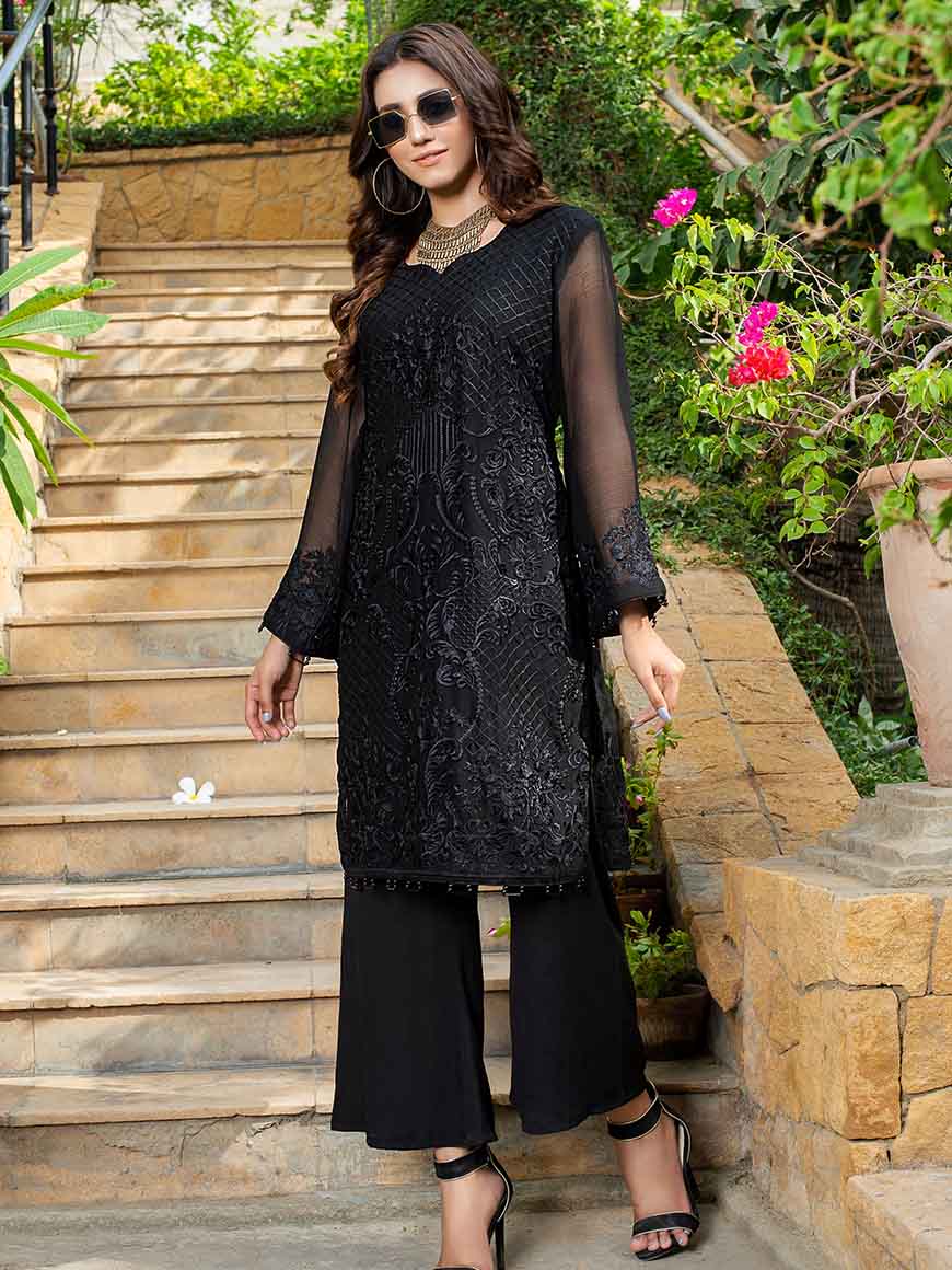 Zephyr Chiffon Embroidered Kurti 2 pcs-100% Original Guaranteed