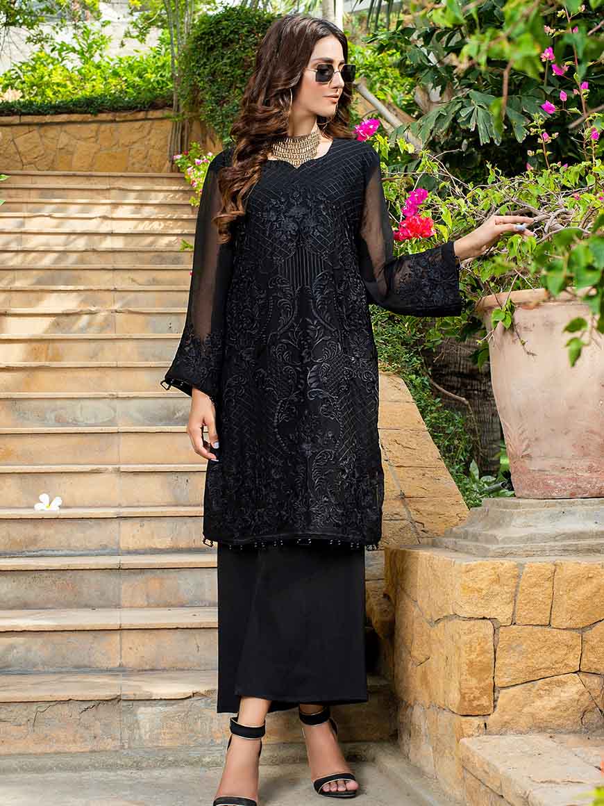 Zephyr Chiffon Embroidered Kurti 2 pcs-100% Original Guaranteed