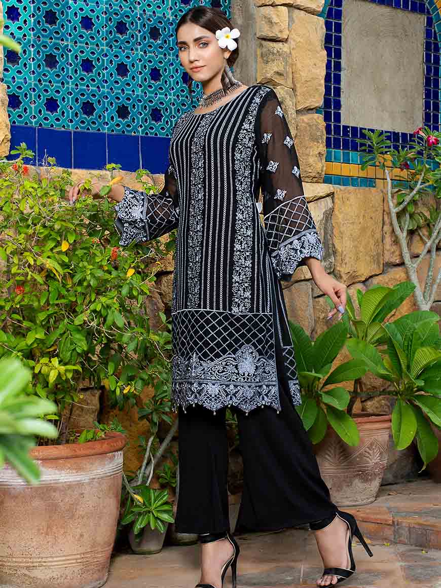 Zephyr Chiffon Embroidered Kurti 2 pcs-100% Original Guaranteed