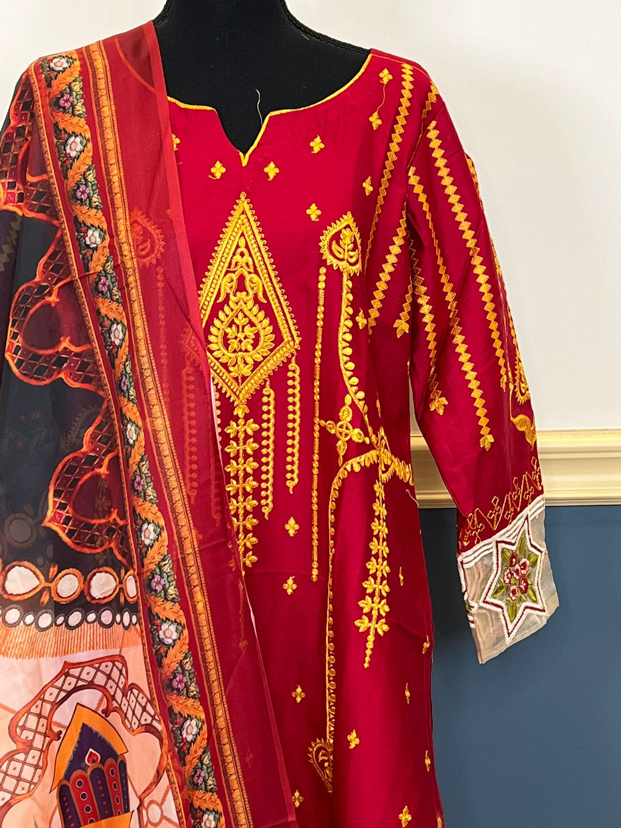 Indian Cotton Stitched Embroidery Suit Ready To Ship