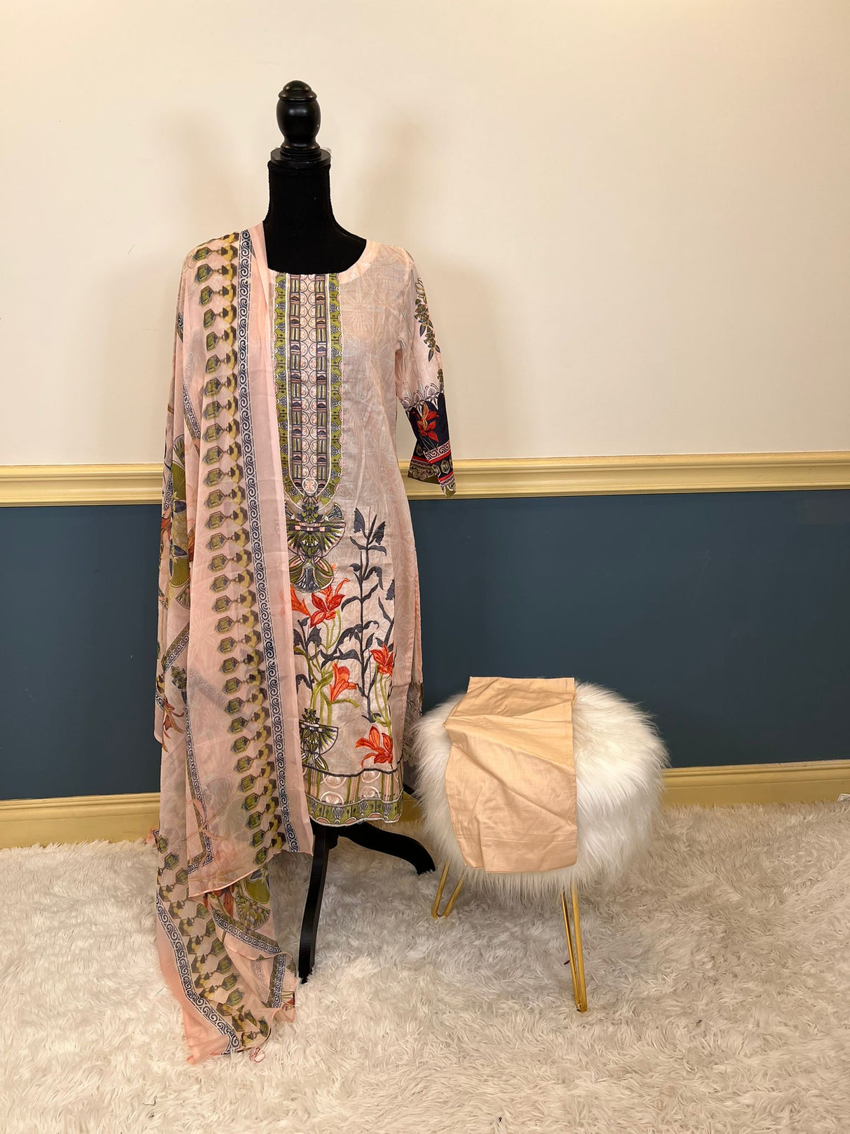 Indian Cotton Stitched Embroidery Suit Ready To Ship