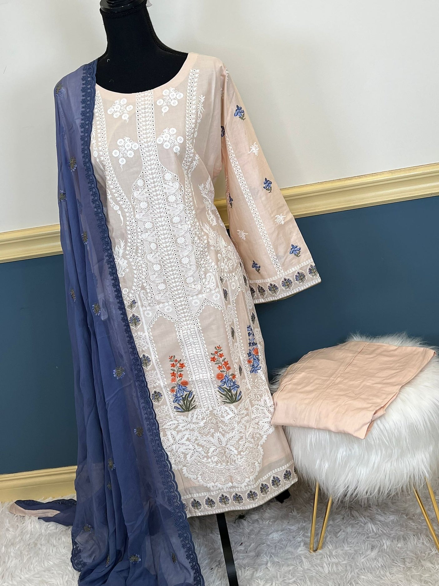 Pakistani Stitched Luxury Embroidered lawn Salwar kameez ready to ship