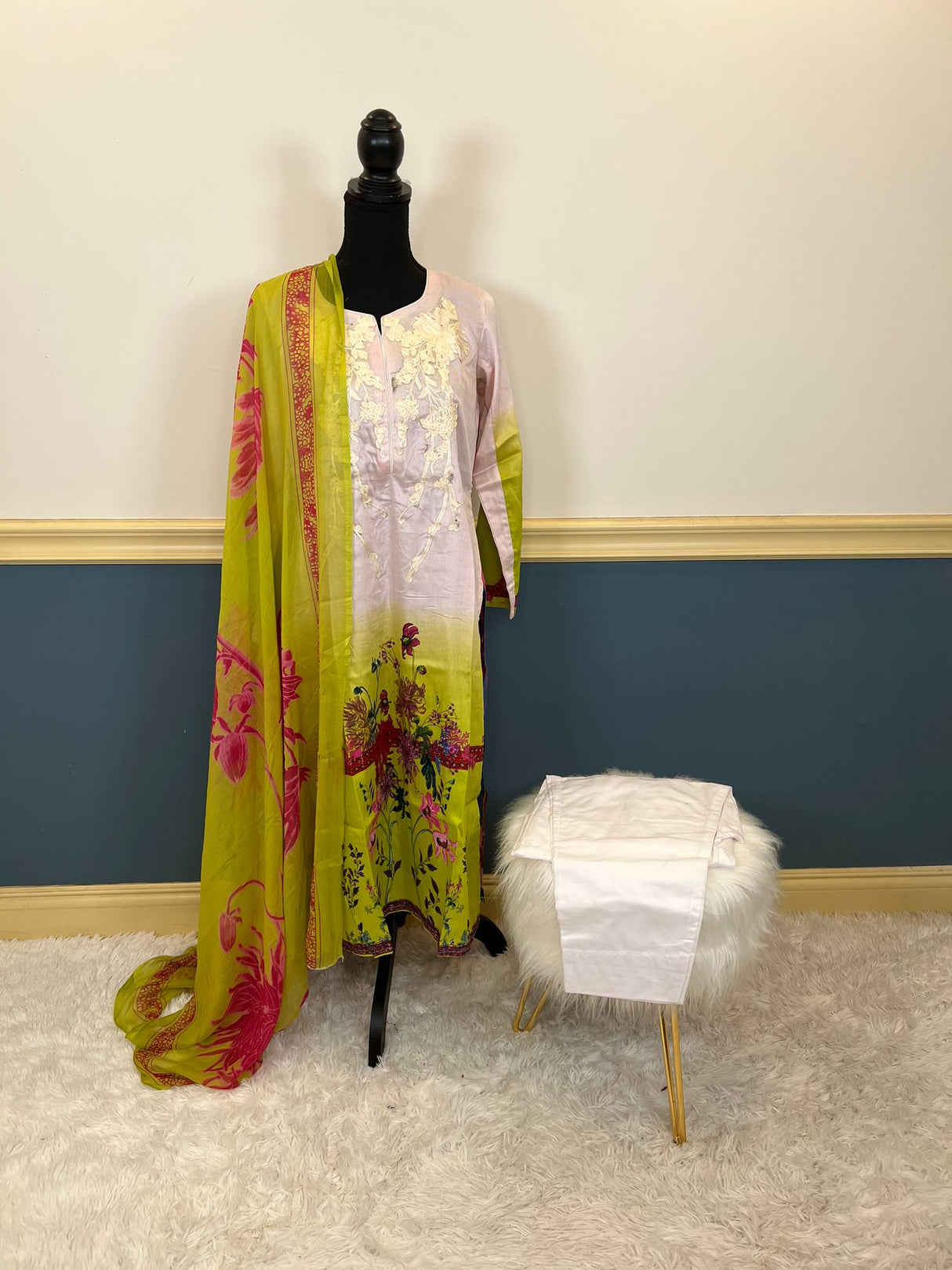 Indian Cotton Stitched Embroidery Suit Ready To Ship